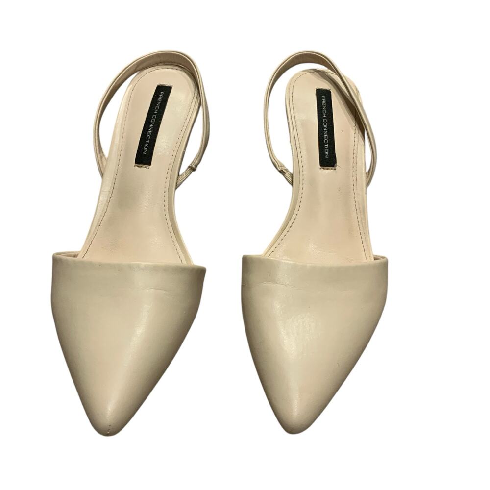 French Connection Cream Sling Back Kitten Heel Size 8